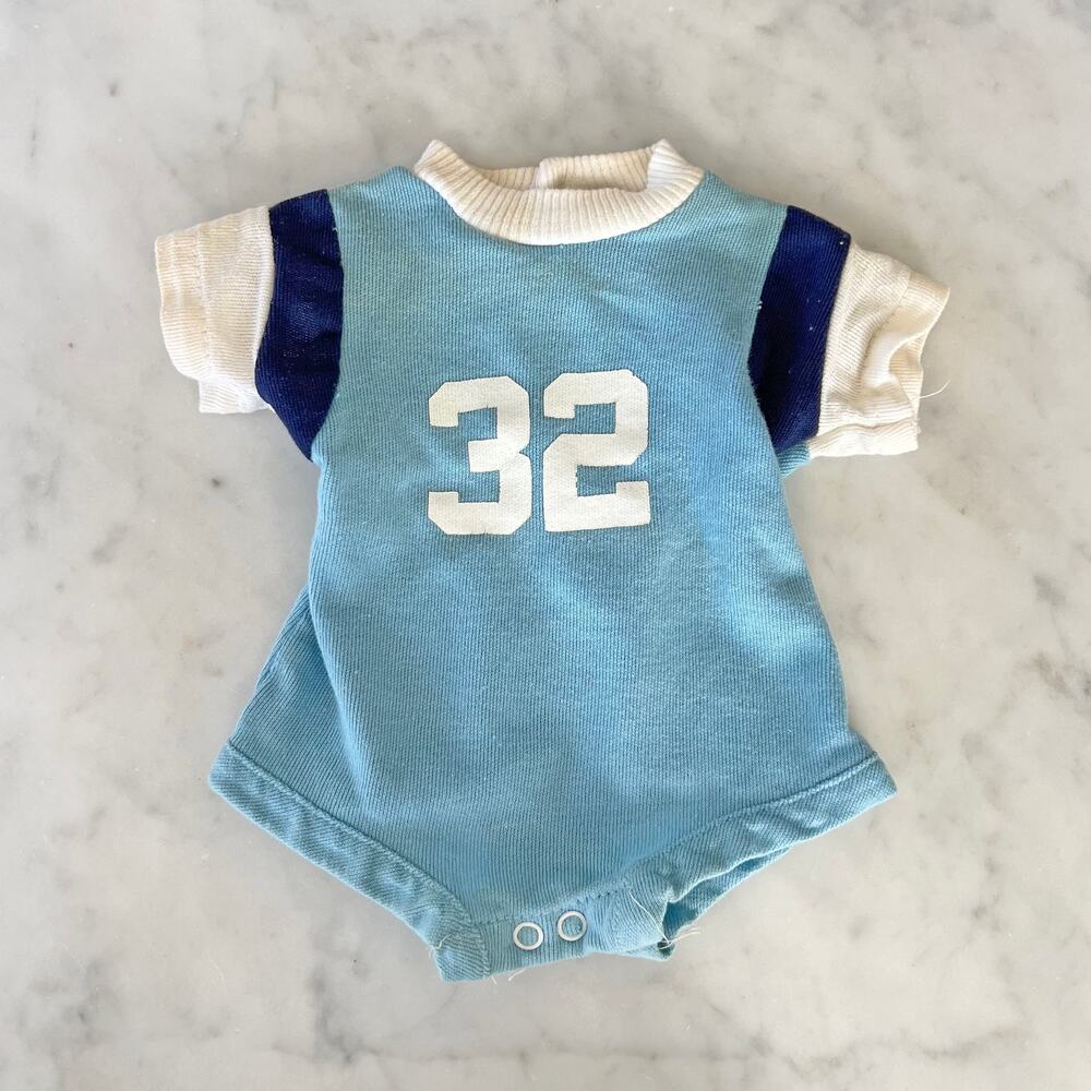 Vintage 70s Baby Knit Number 32 Short Sleeve Onesie